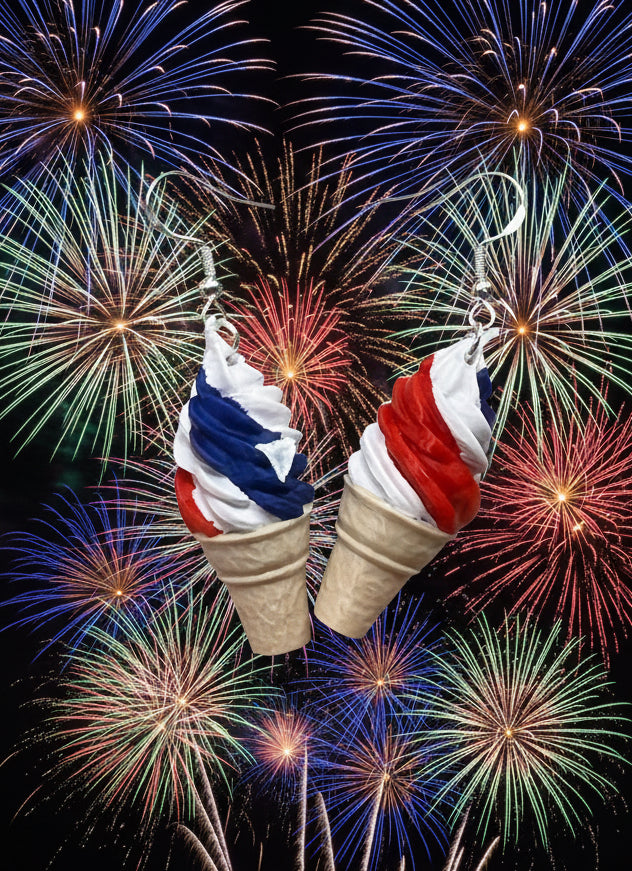 Patriotic Swirl Ice-cream Earrings