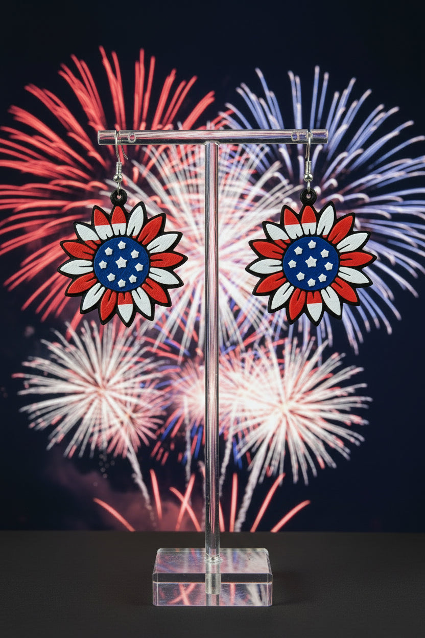 Patriotic Flower Earrings