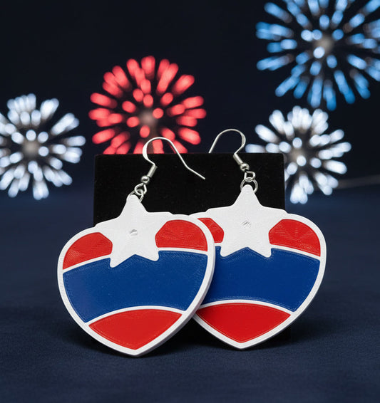 Patriotic Star Heart Earrings