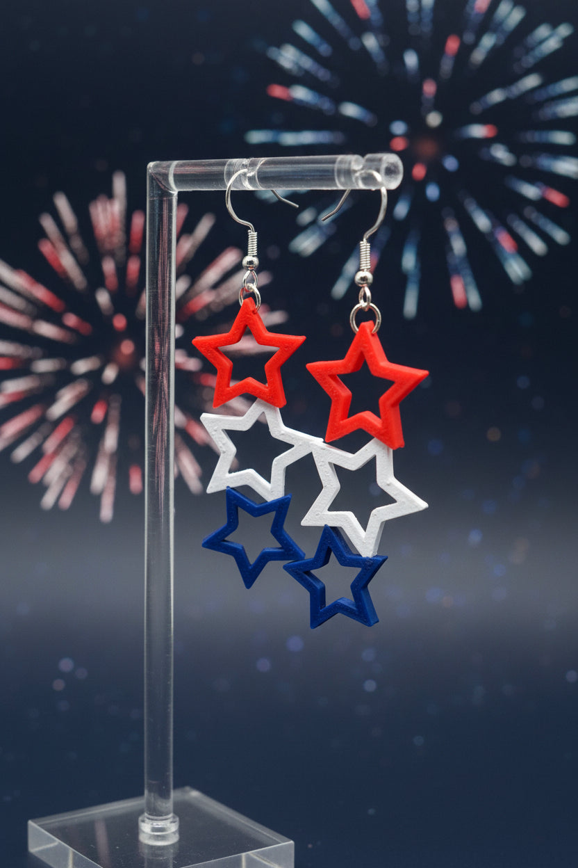 Patriotic Star Drop Earrings